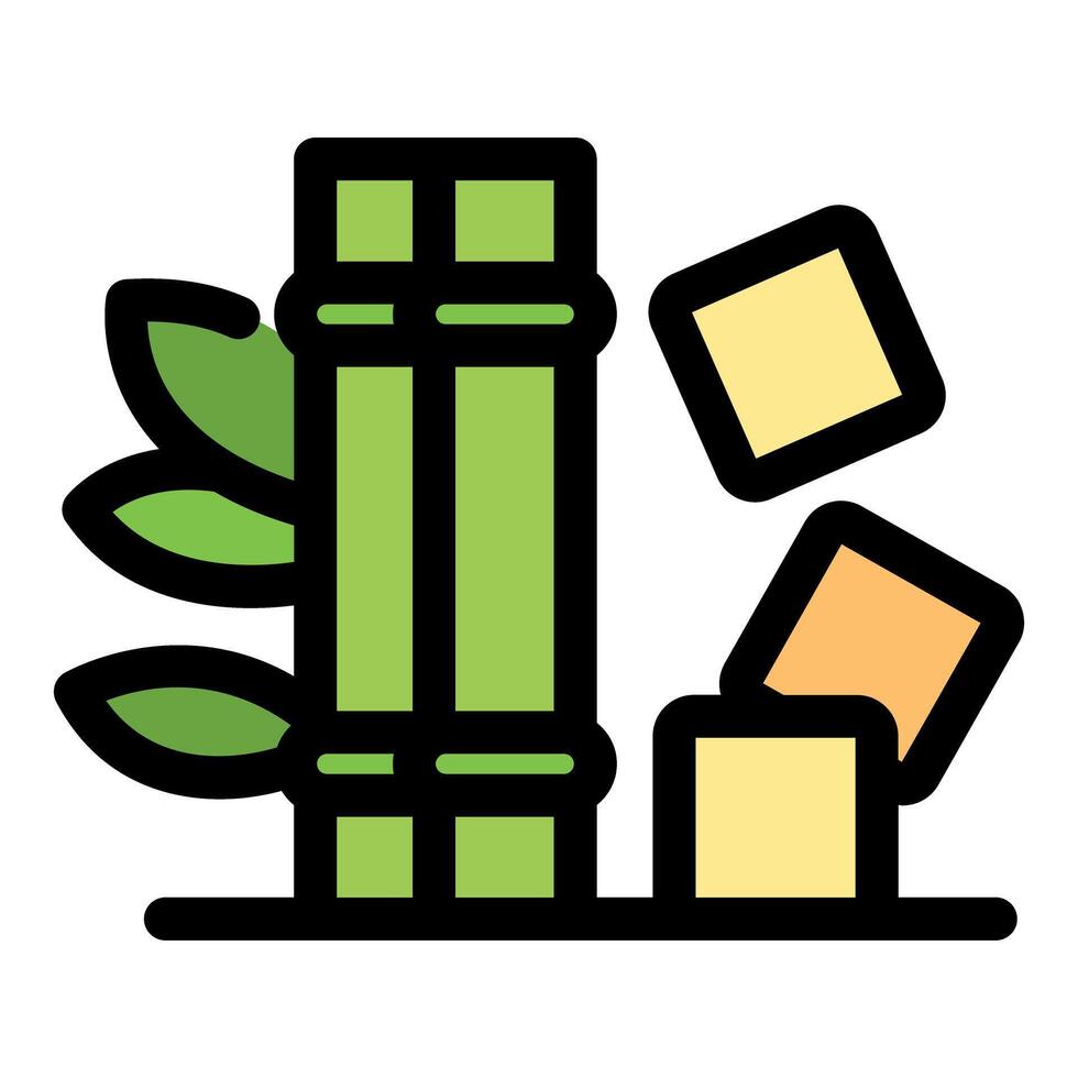 Bamboo stalks with leaves and falling cubes icon representing sugar production vector