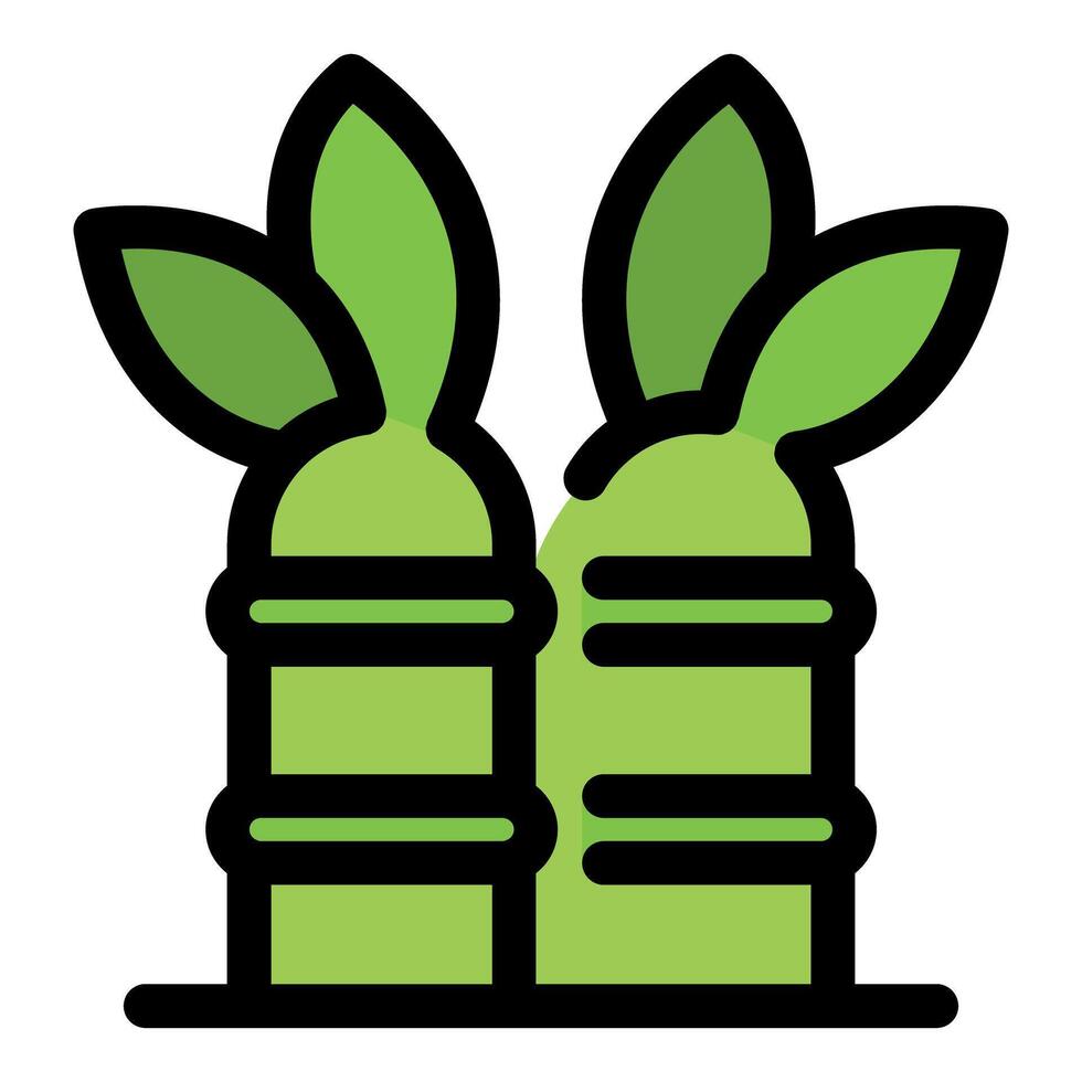 Two bamboo shoots growing with leaves, a symbol of sustainability and asian cuisine vector