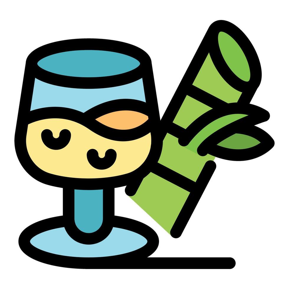 Kawaii glass of guarapo with sugar cane showing a happy face vector