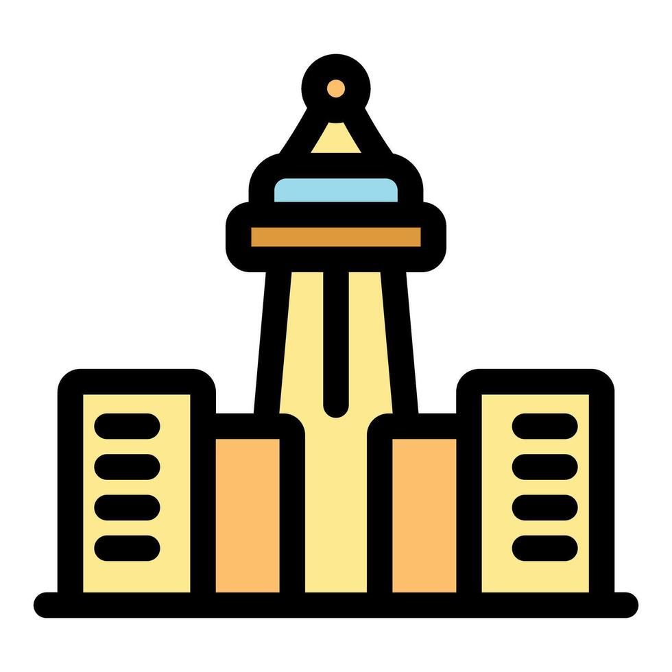 Iconic tower and buildings in modern cityscape vector