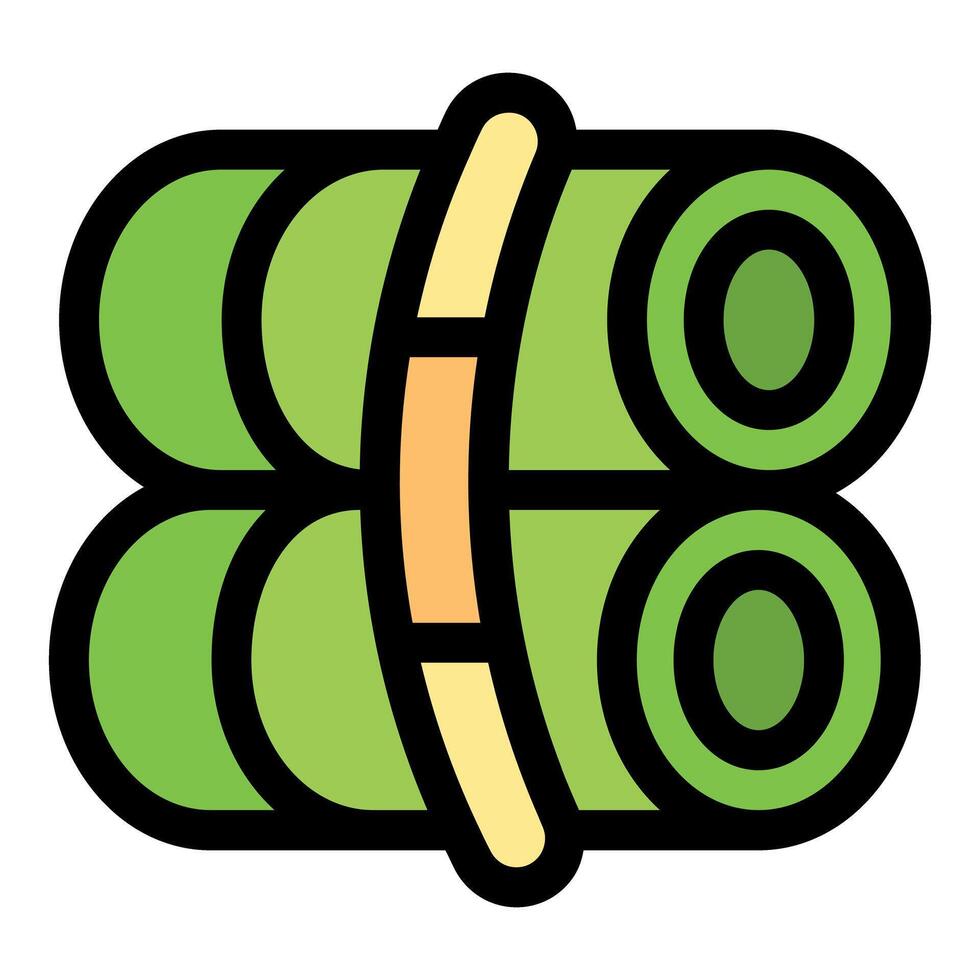 Cartoon style icon of rolled dollar bills vector