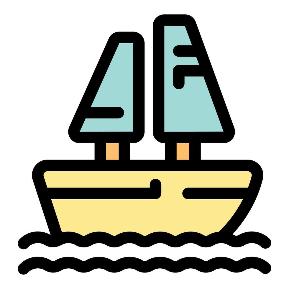 Sailing ship navigating calm waters with two sails raised vector
