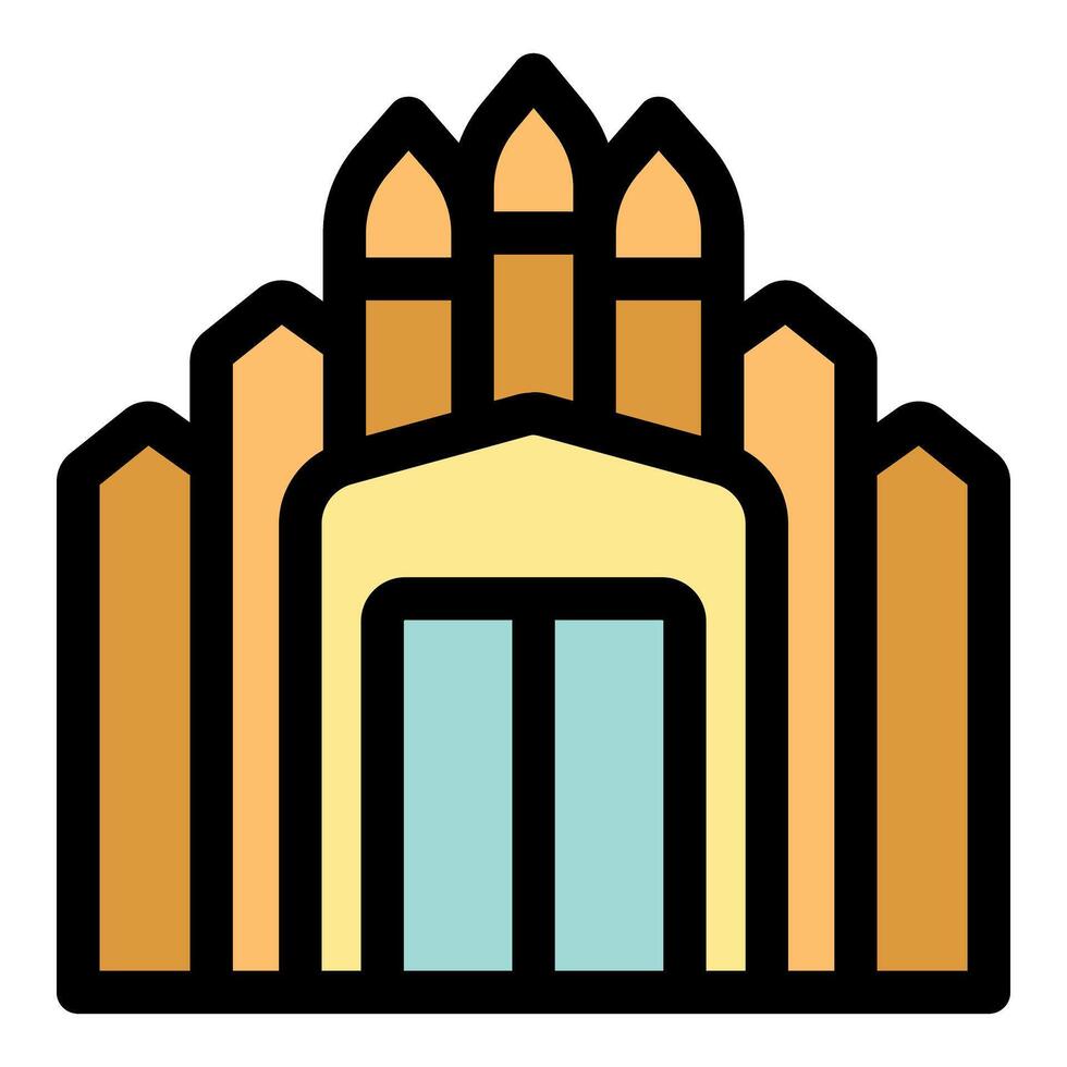 Vibrant medieval fortress with tall spires vector