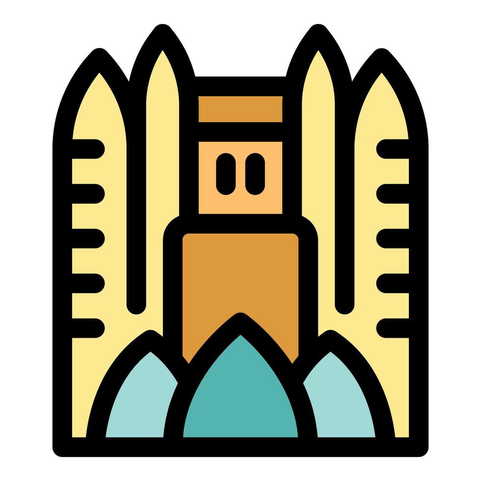 Stylized medieval castle with turrets and moats vector