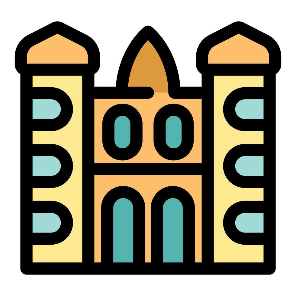 Iconic medieval castle with twin towers design vector