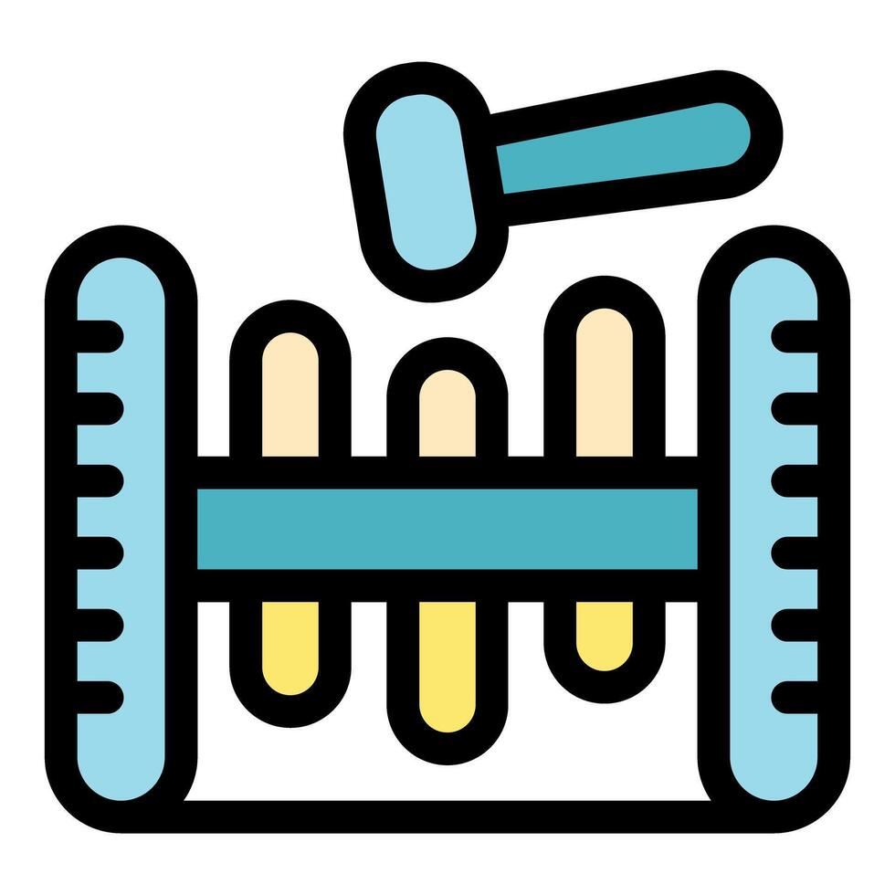 Child hammering toy with colorful pegs and ruler design vector