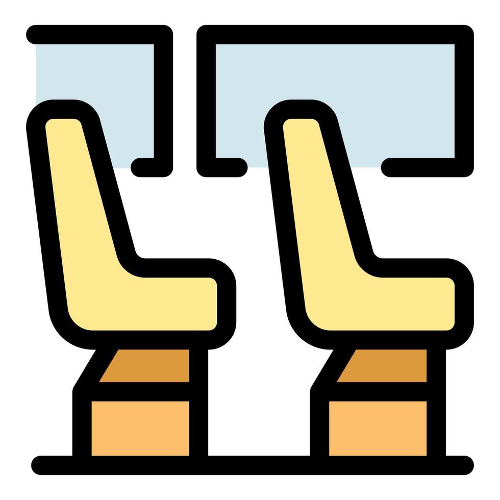 Two cushioned train seats facing each other vector
