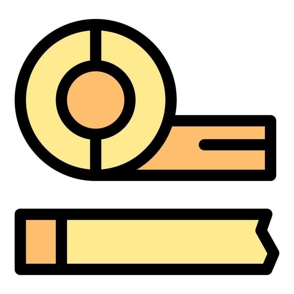 Yellow adhesive tape roll and cut strip illustration vector