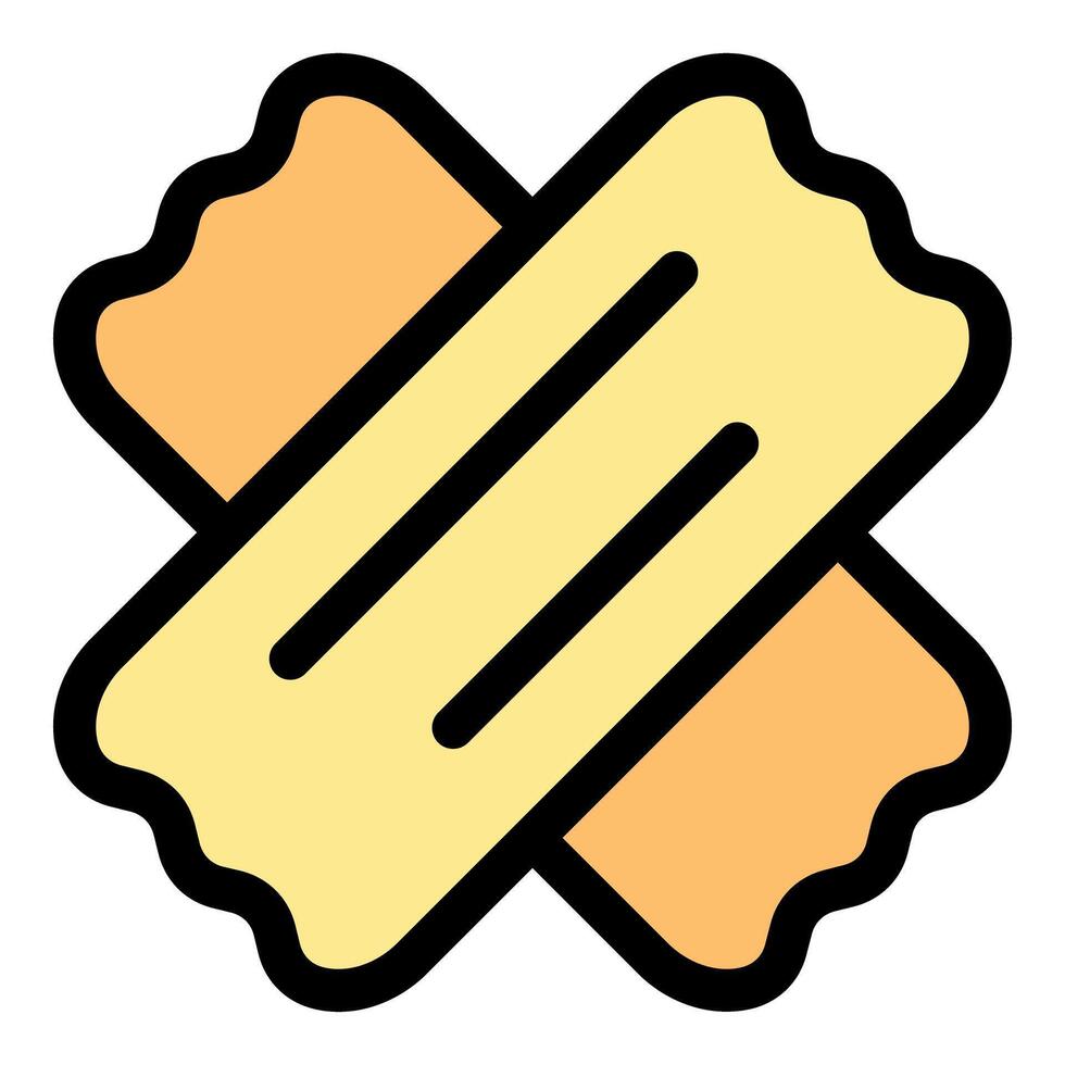 Two crossed adhesive bandages forming a cross shape for first aid and wound care vector