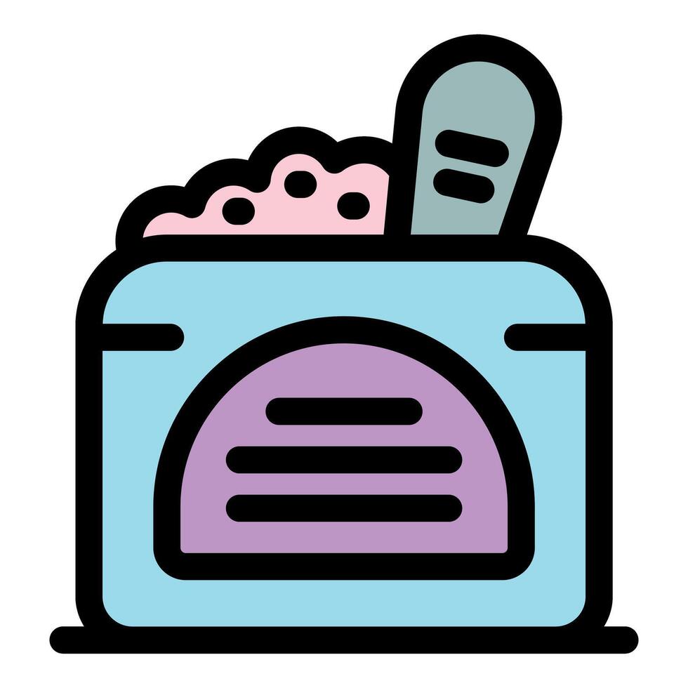 Washing powder in open box with measuring scoop icon representing laundry and cleaning products vector