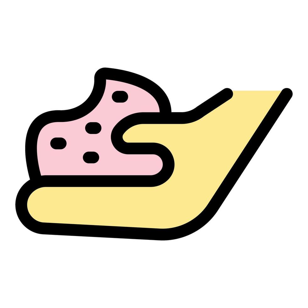 Hand holding a cookie with bite taken out vector