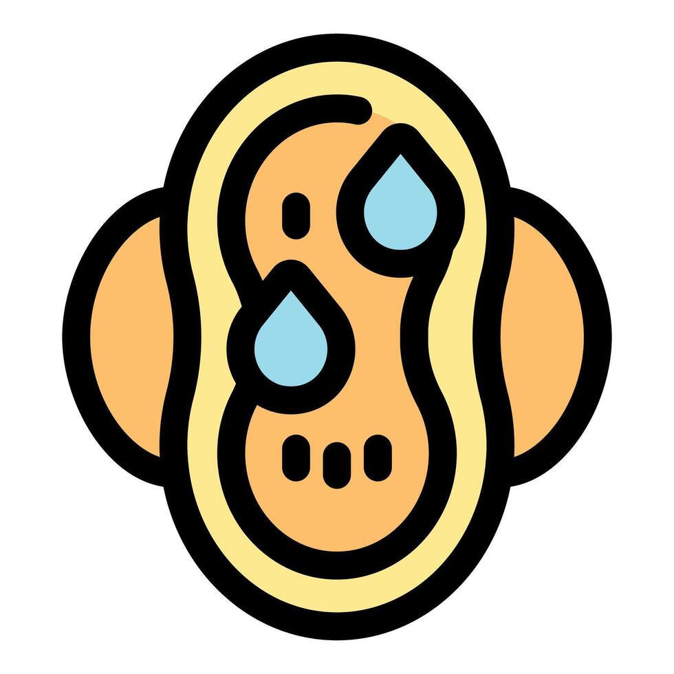 Cartoon peanut character crying with teardrops vector