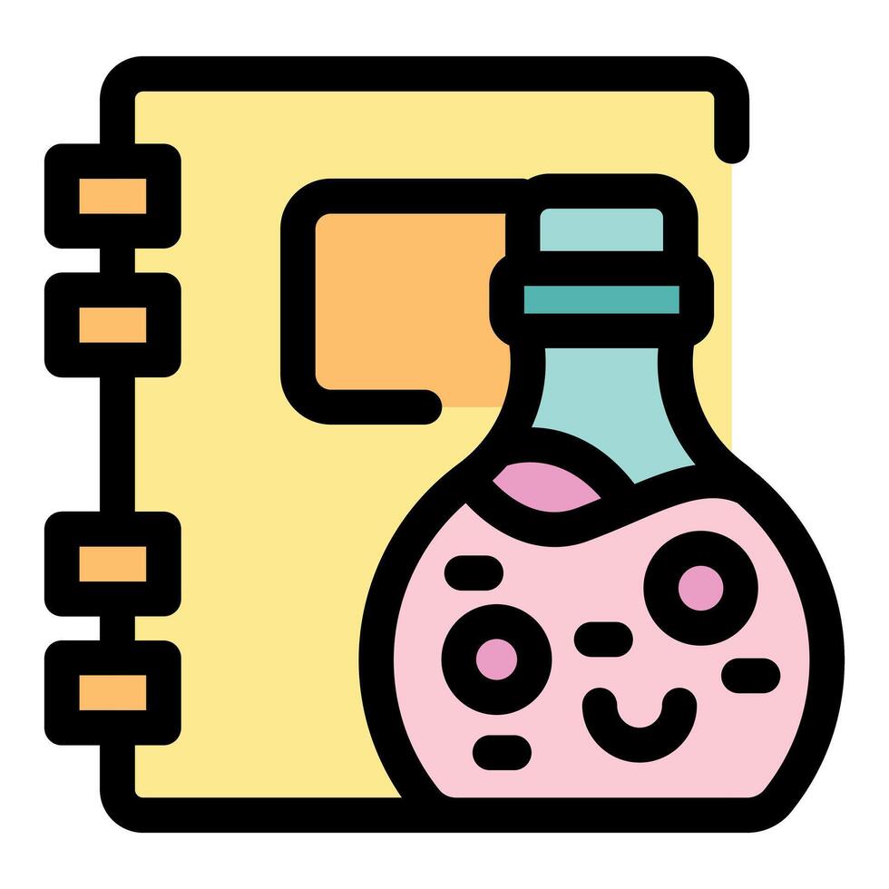 Kawaii potion notebook combining magic and note taking for whimsical studying vector