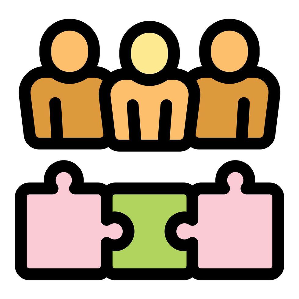 Team connecting puzzle pieces, symbolizing collaboration and teamwork vector