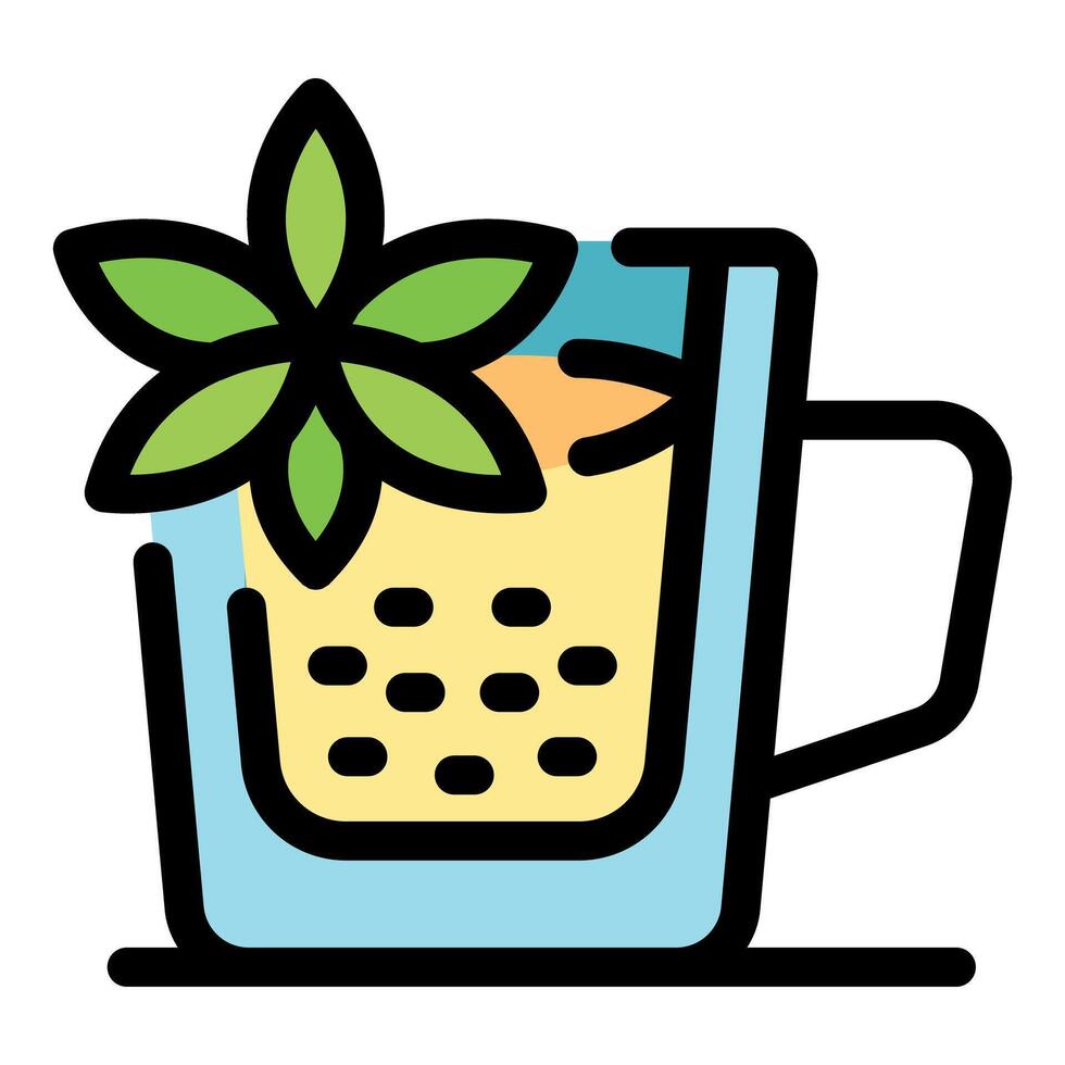 Refreshing bubble tea with mint garnish vector