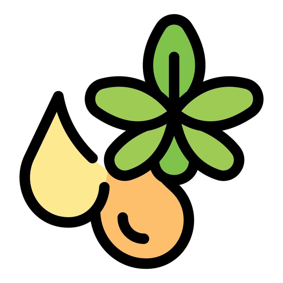 Cannabis leaf and oil drop icon illustration vector