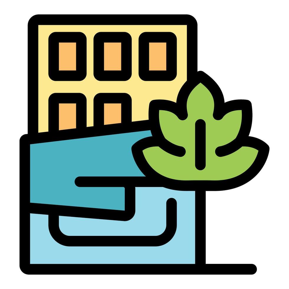 Eco friendly building with green energy symbol vector