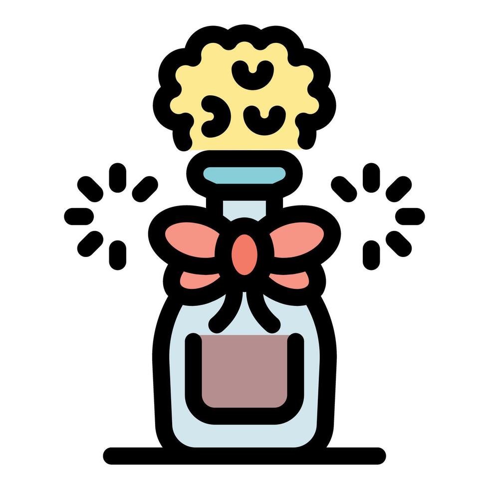 Decorative potion bottle with bow and sparkles vector