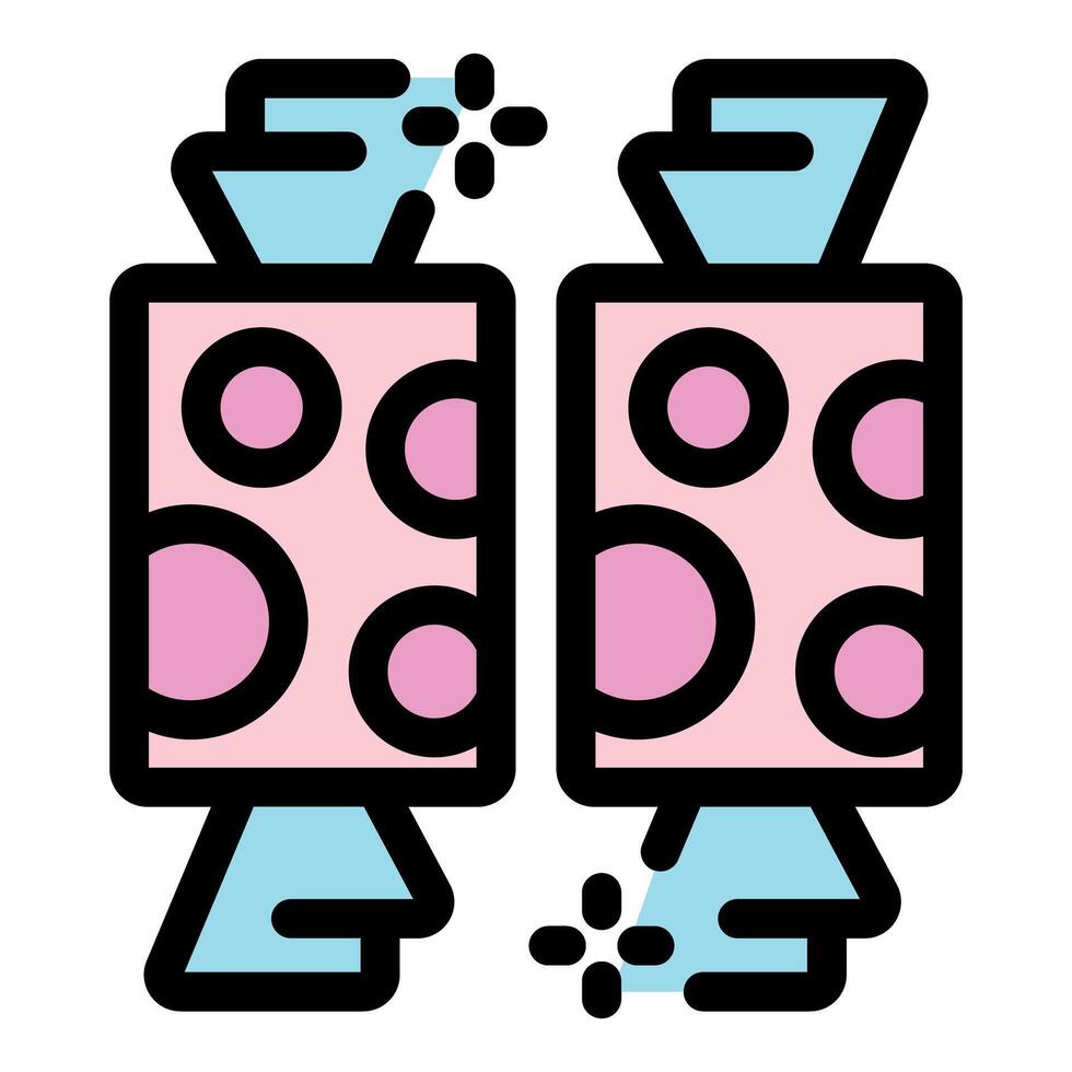 Two sparkling pink wrapped candies with polka dots design vector