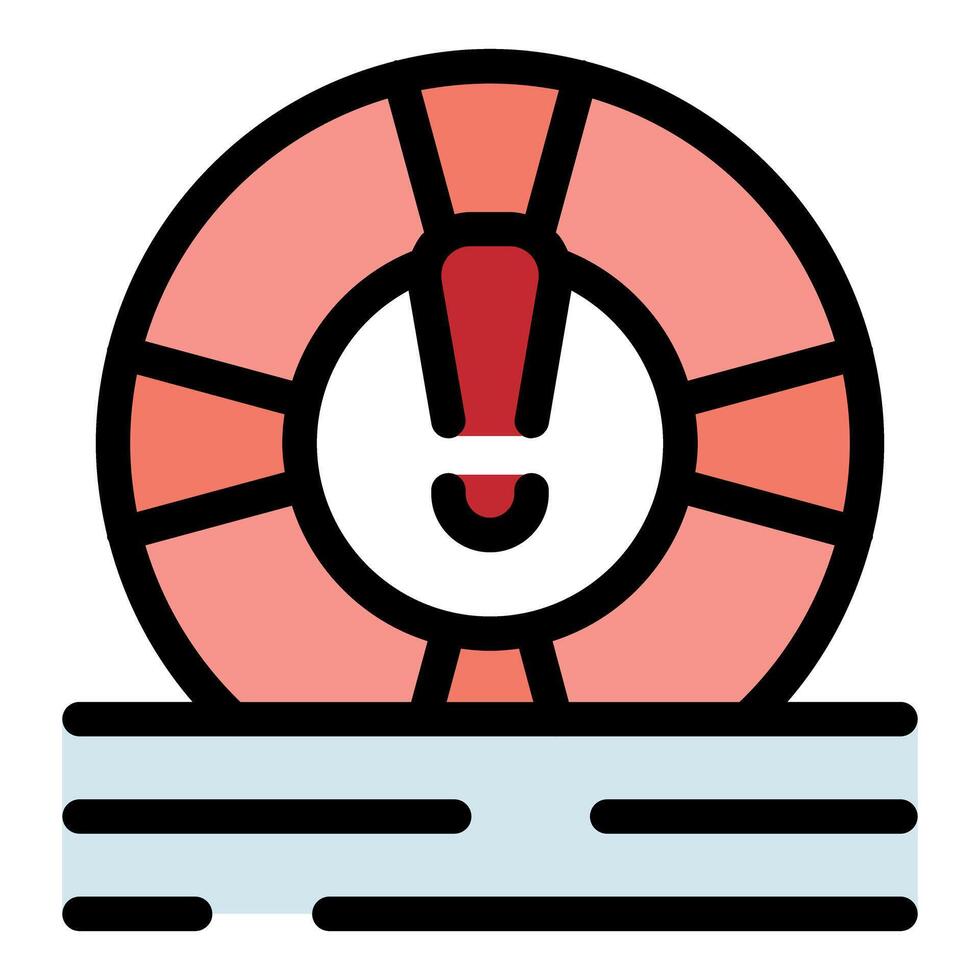 Lifebuoy floating on water showing alert signal, emergency rescue concept vector