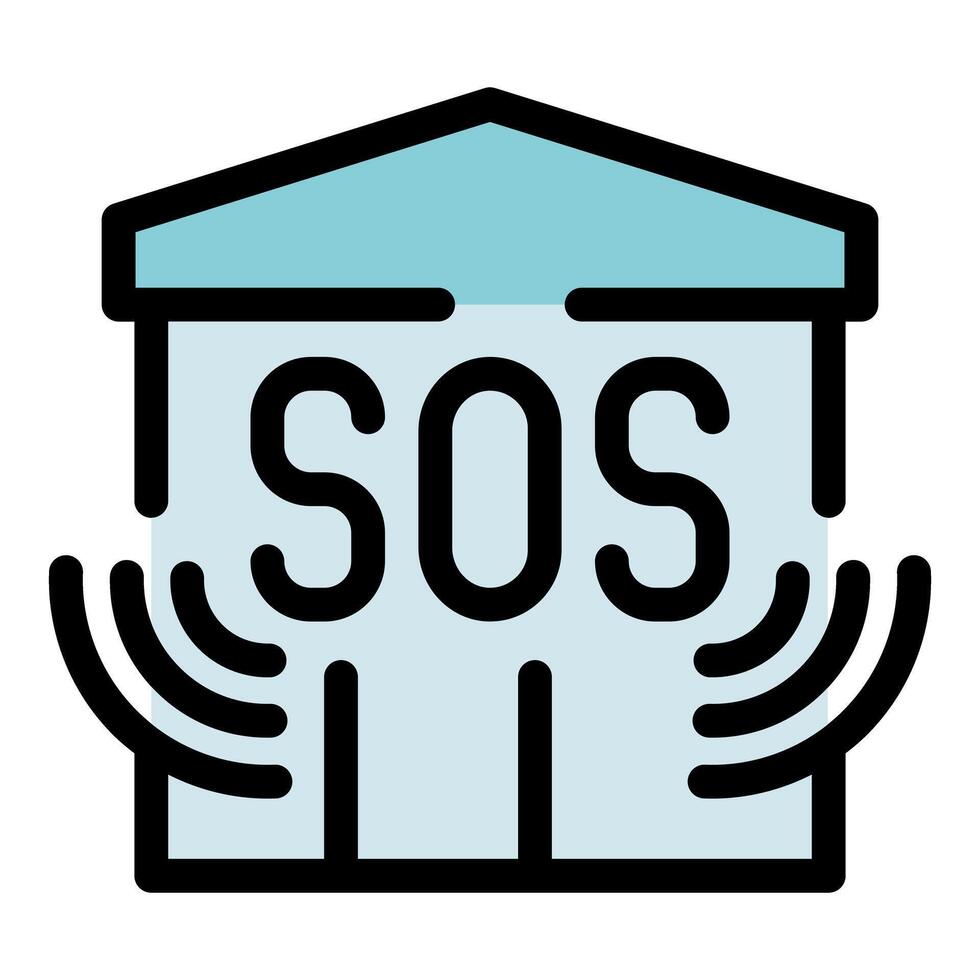 Sos emergency signal icon with waves vector