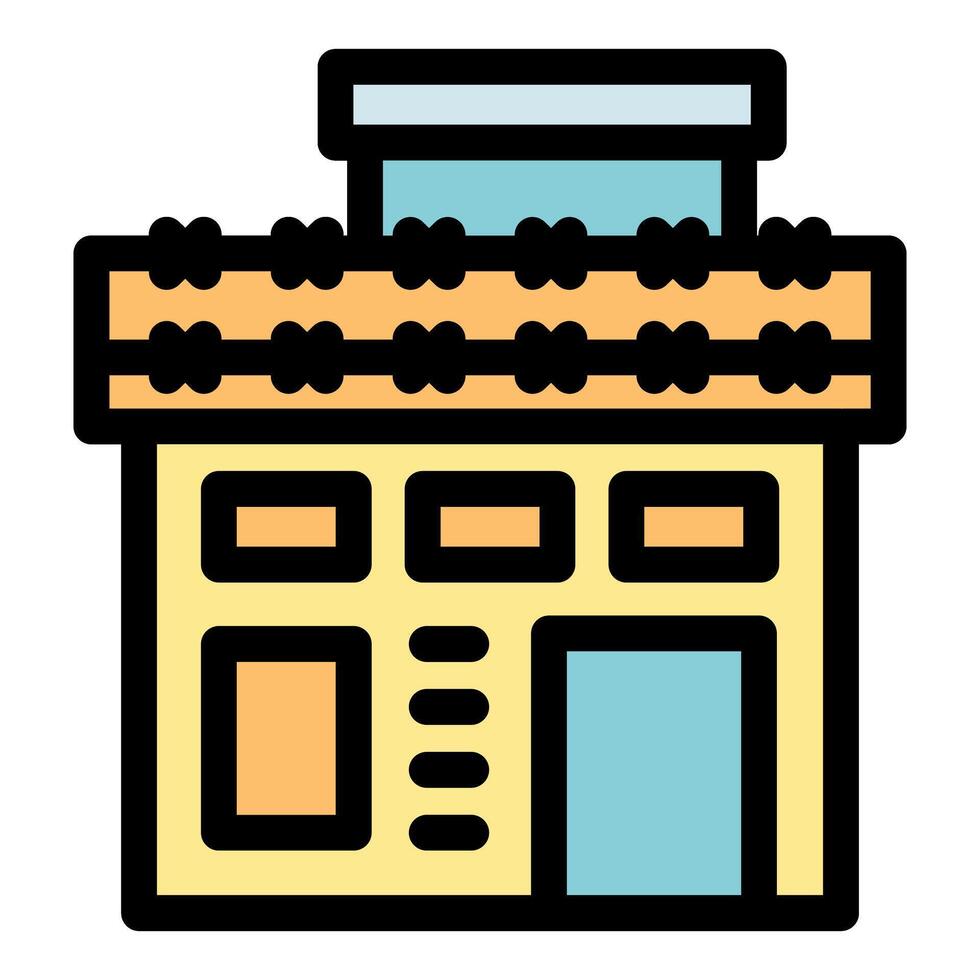 Charming bakery building with decorative roof vector