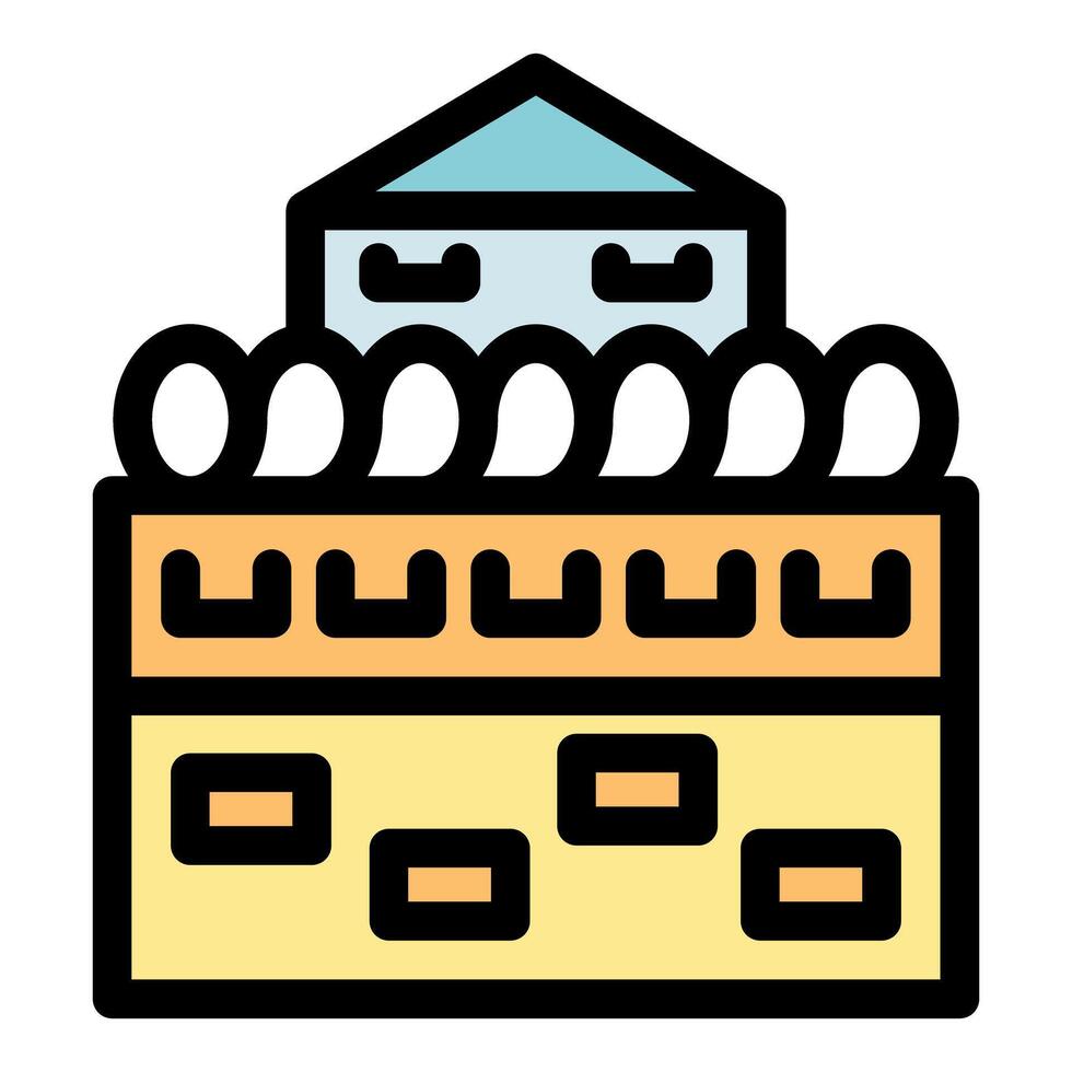 Cartoon house on layered cake with brick details vector