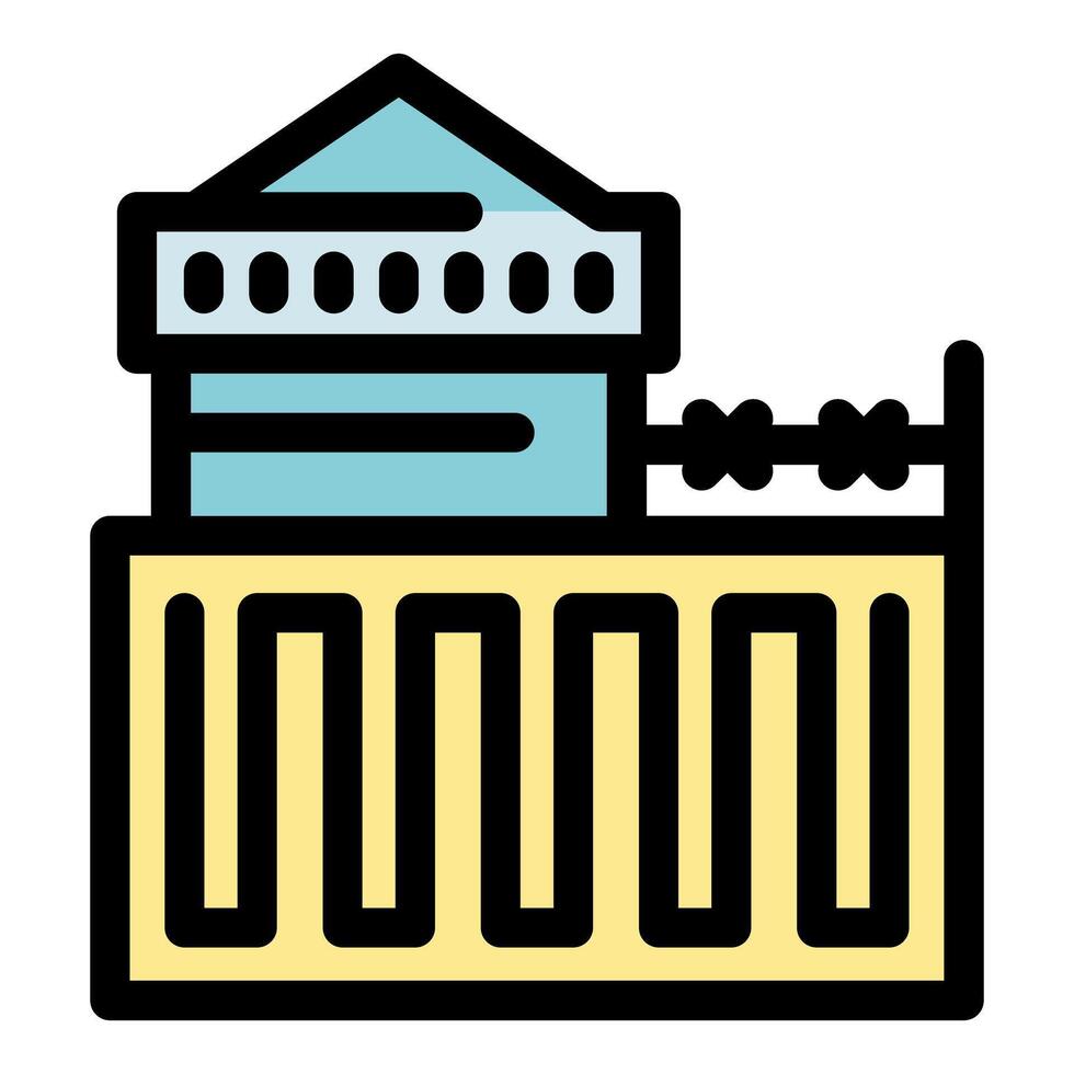 Iconic bank building with secure fencing design vector
