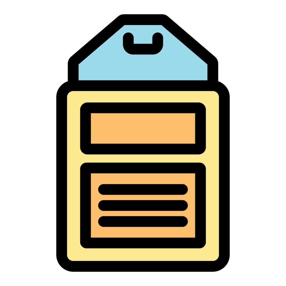 Hanging label tag icon, outline style presenting product information vector