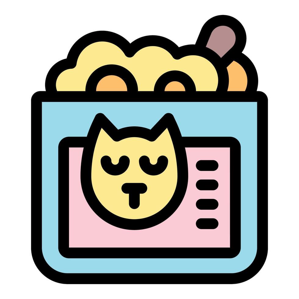Smart cat food dispenser distributing dry pellets and kibble vector