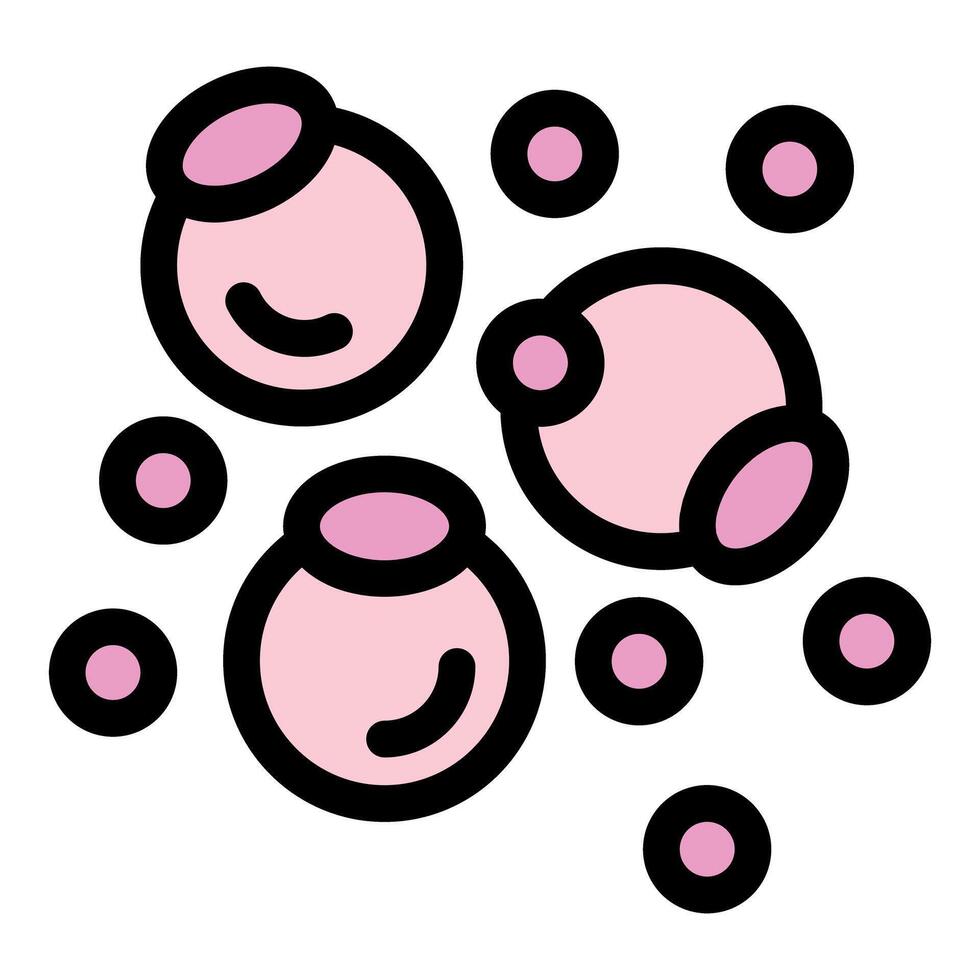 Cute pink bubbles with cartoon faces vector