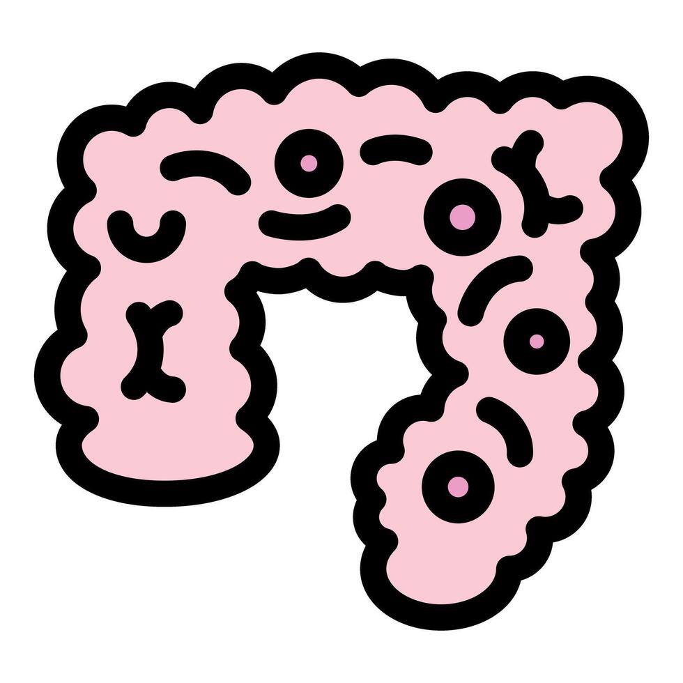 Playful cartoon style pink colon illustration vector
