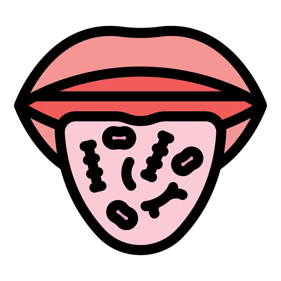 Open mouth showing tongue with bacteria, representing oral hygiene issues vector