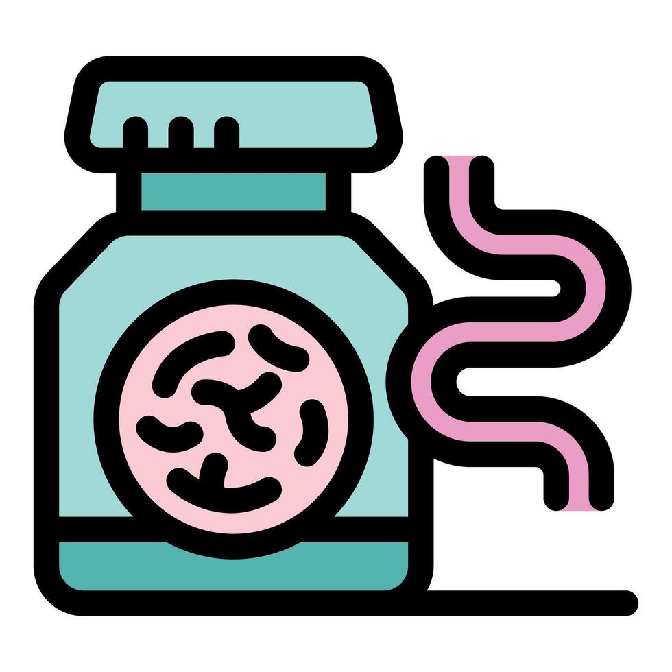 Probiotics jar improving gut health with beneficial bacteria vector