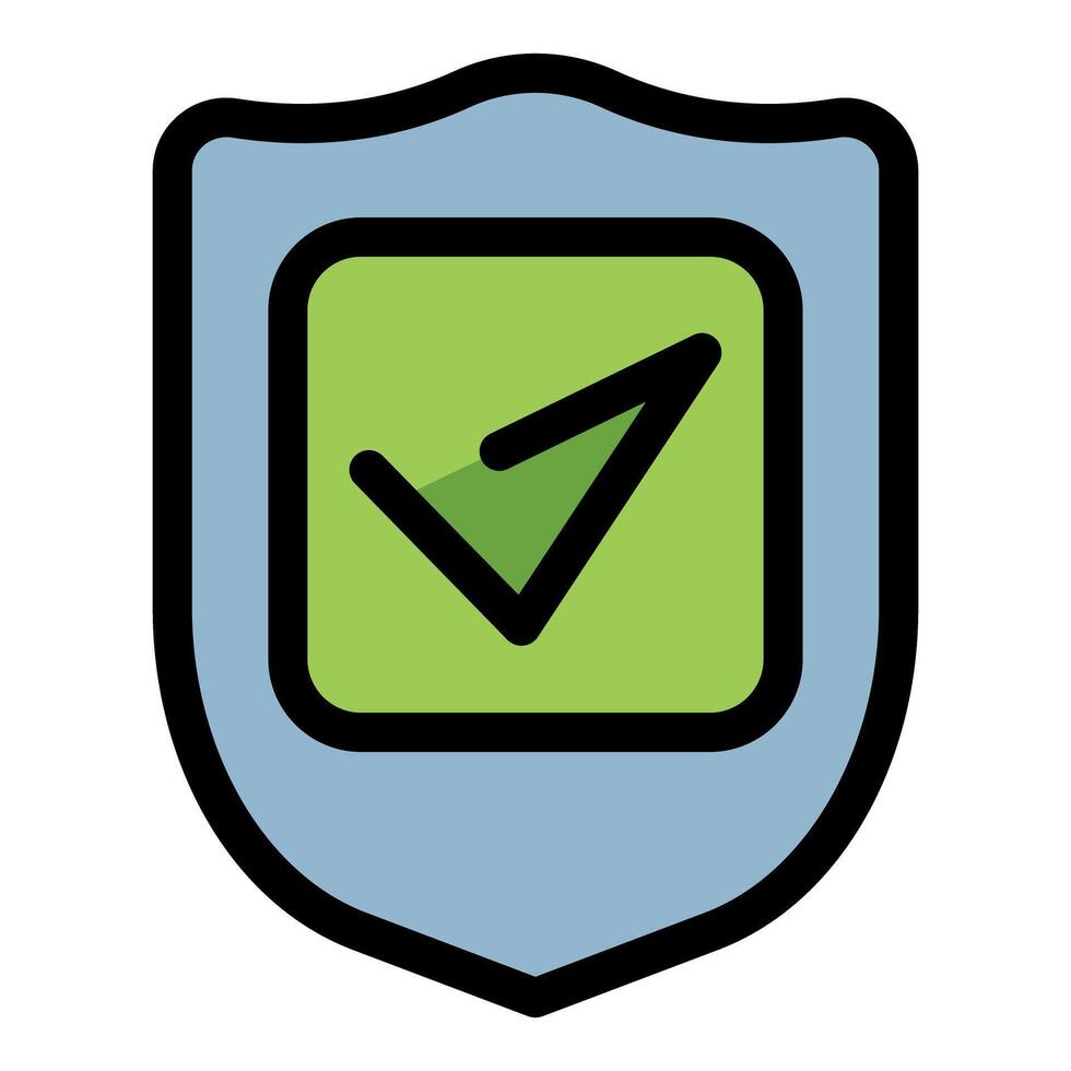 Security shield with check mark icon symbolizing protection and verification vector