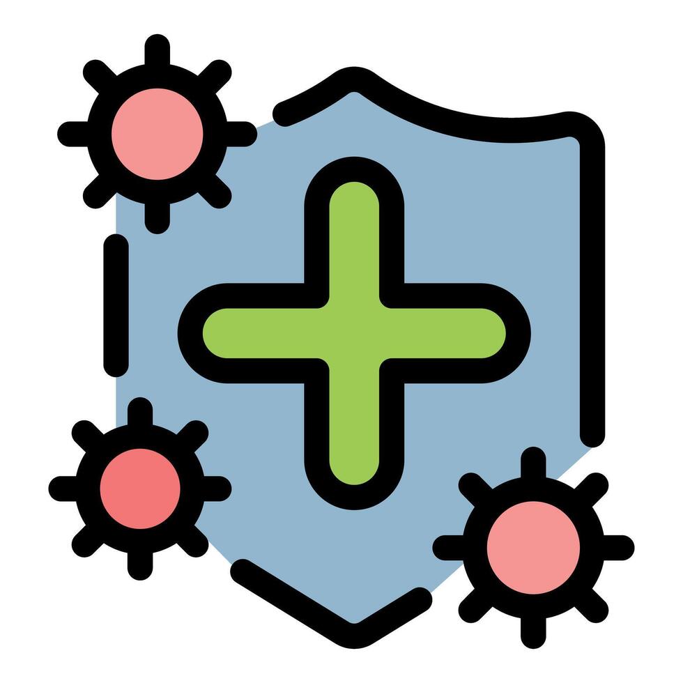 Shield with medical cross repelling virus particles vector
