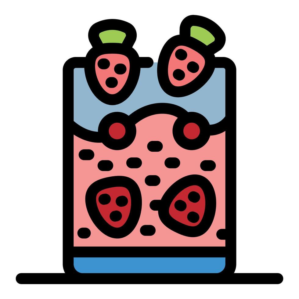Strawberry smoothie mixing with milk and berries in a glass vector