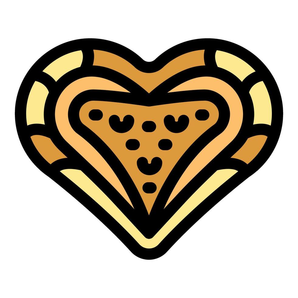 Heart shaped pizza slice with bold outline design vector