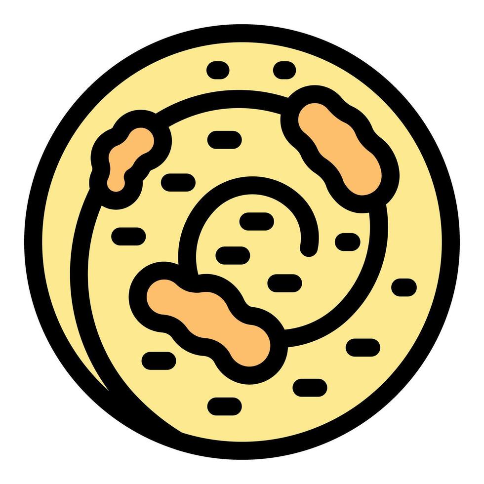 Round cinnamon bun pastry with icing swirls being decorated vector