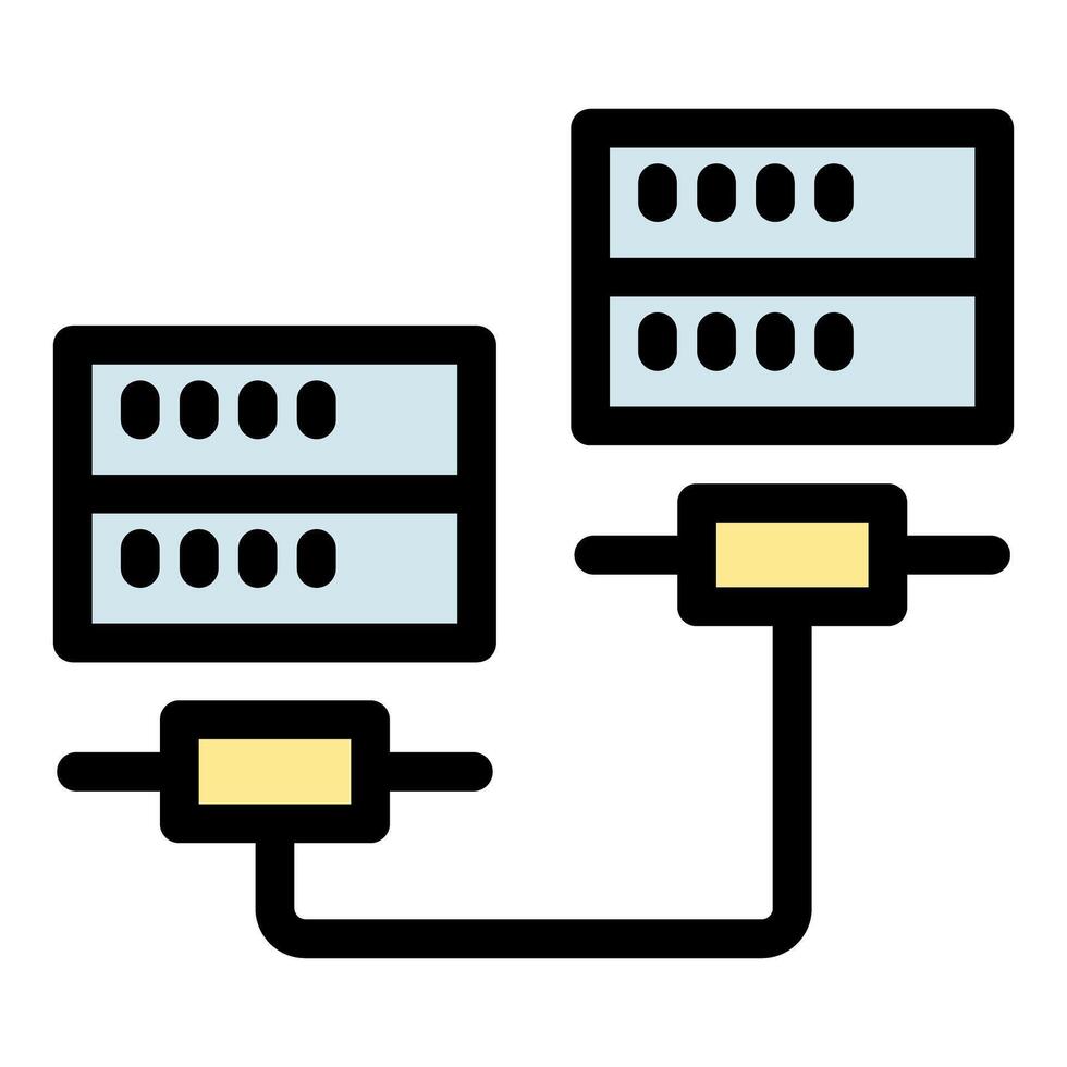 Simplified network connection between two servers vector