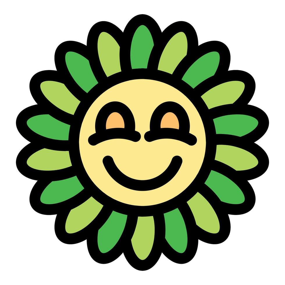 Smiling flower with green petals expressing happiness and joy vector