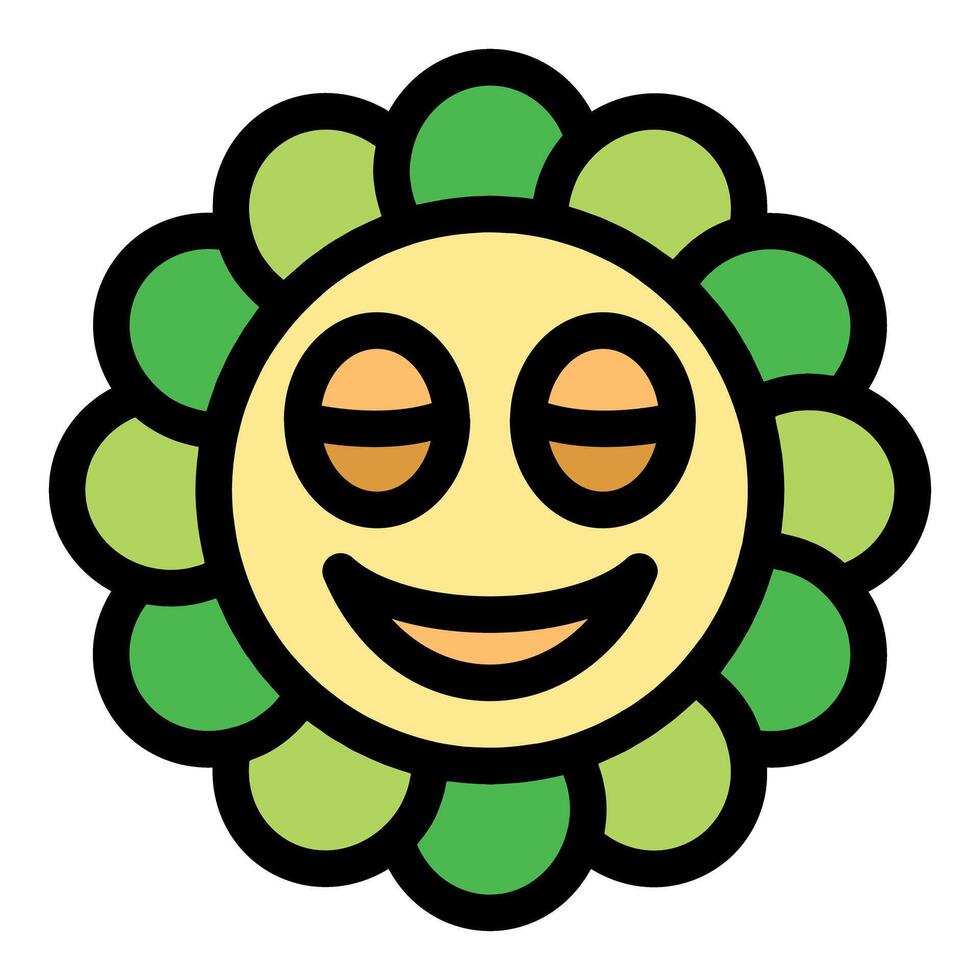 Smiling flower with closed eyes showing happiness and peace vector