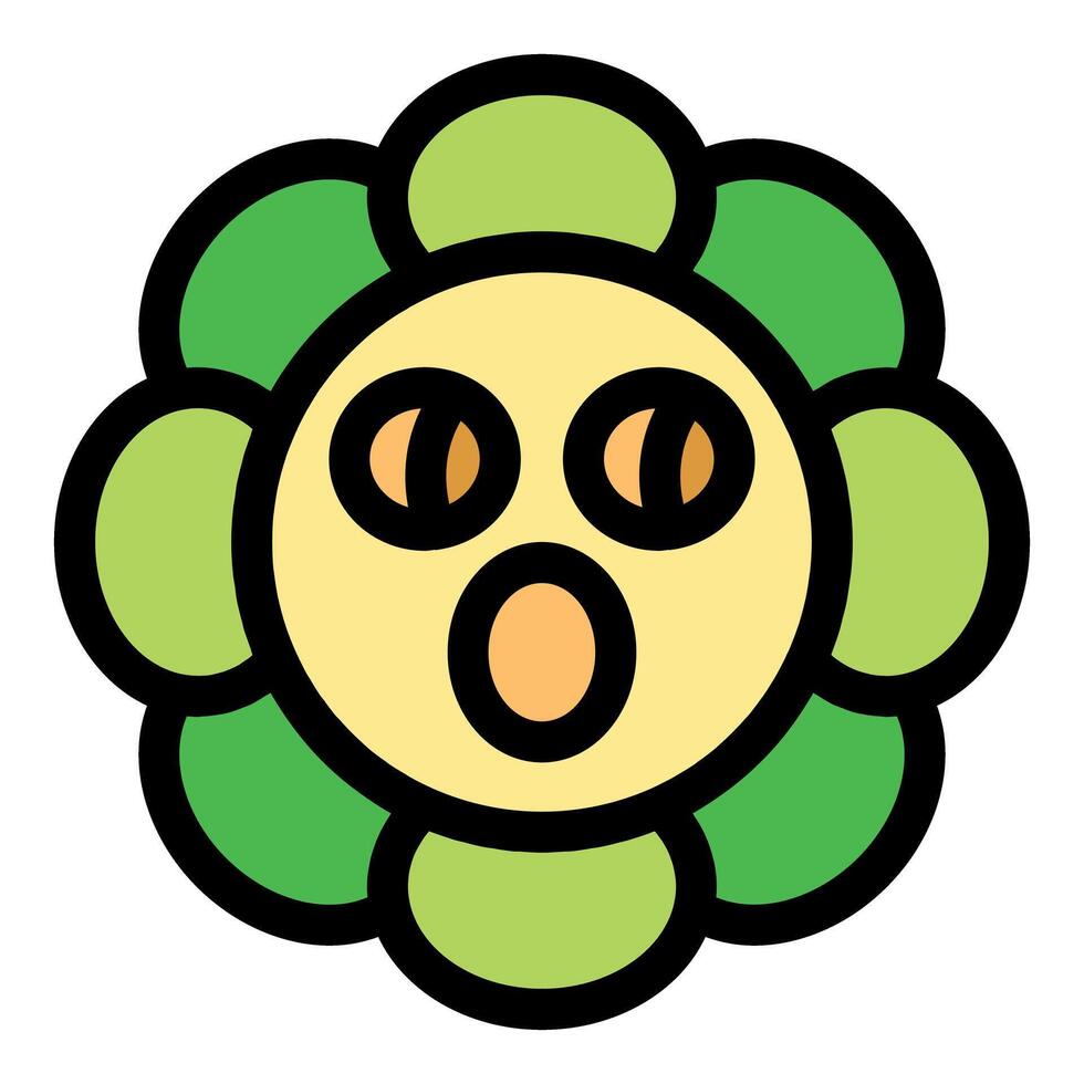 Screaming cartoon daisy character with wide eyes and open mouth vector