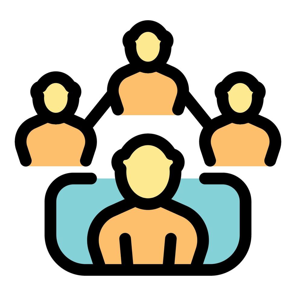 Team connecting with leader, effective teamwork and collaboration in business vector