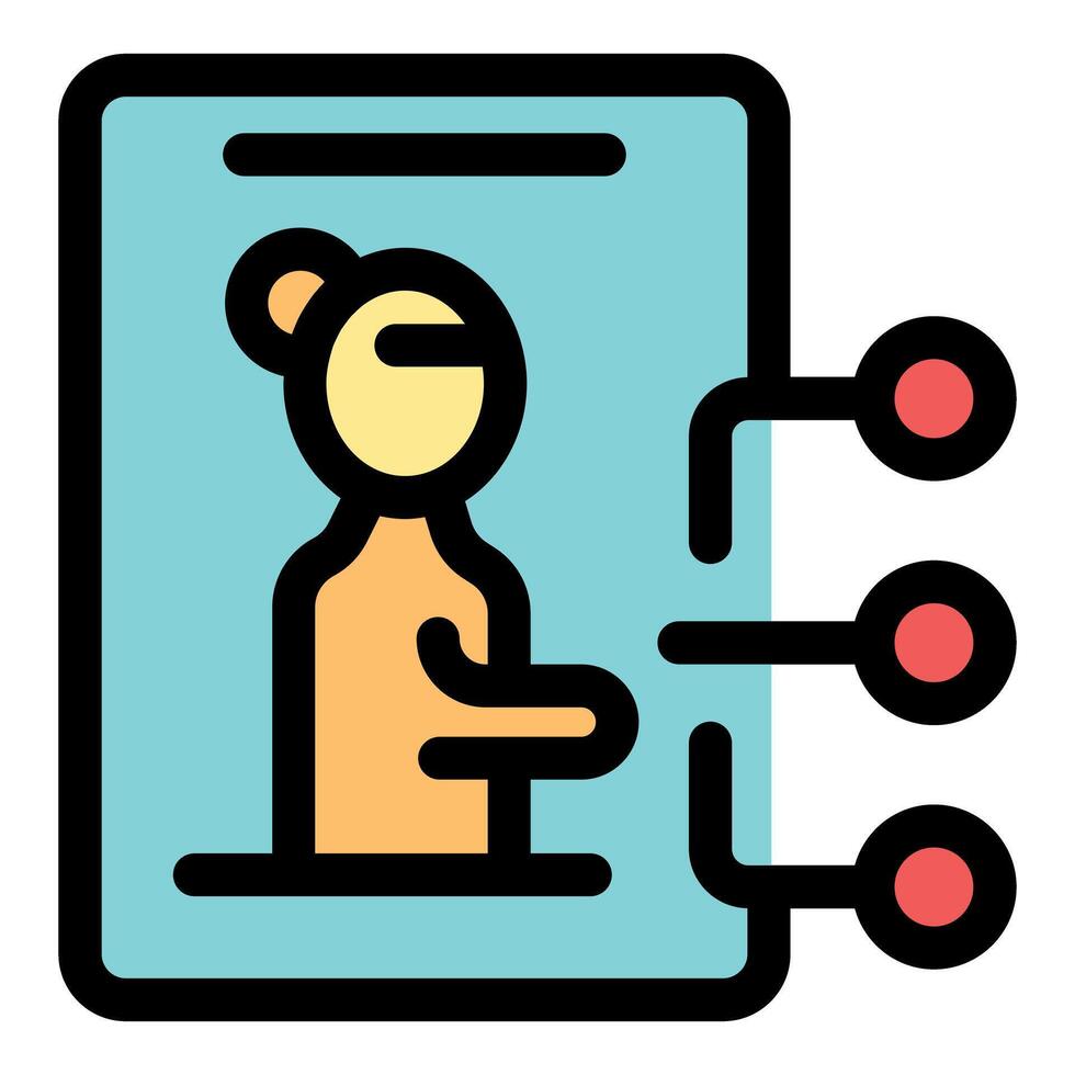 Woman in digital frame connecting to multiple nodes representing online interactions vector