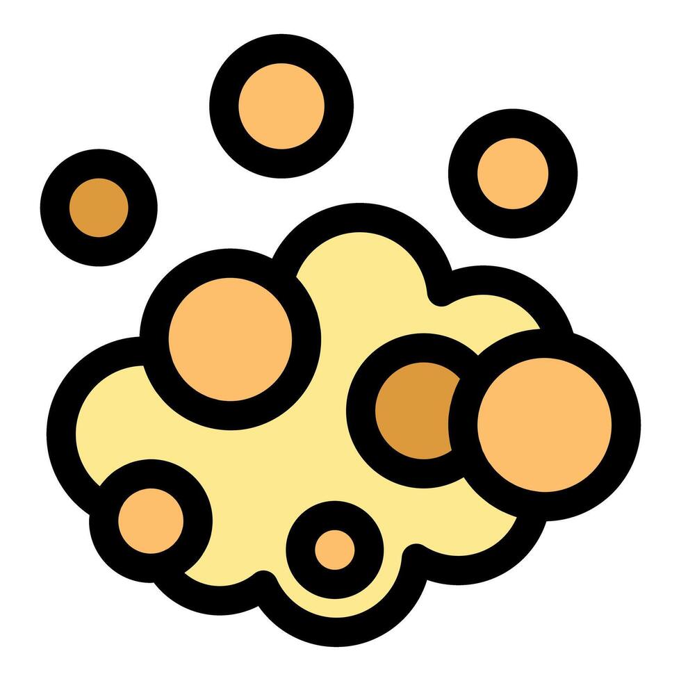 Yellow sponge absorbing cleaning bubbles creating foam icon vector