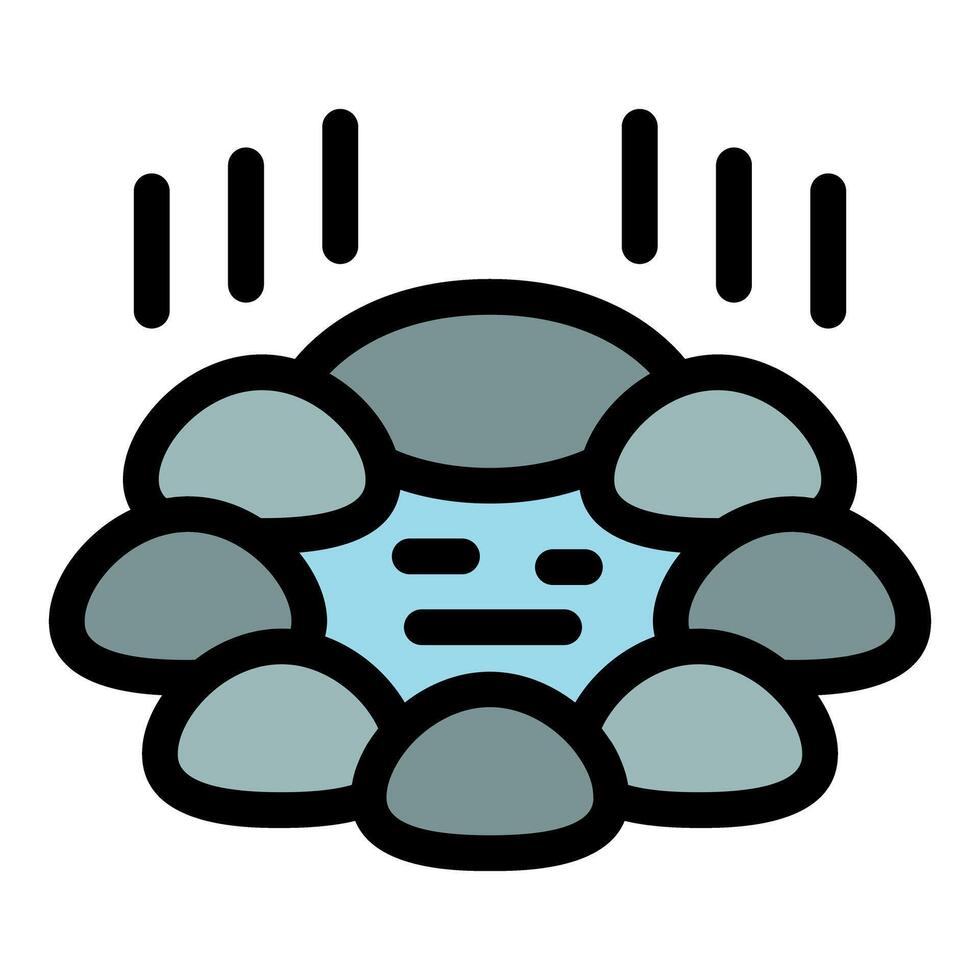 Rain falling on hot spring stones creating relaxing atmosphere vector