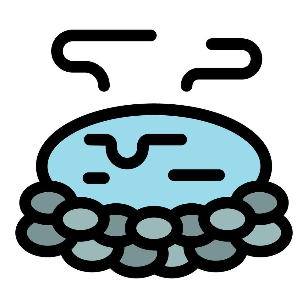 Geothermal hot spring surrounded by rocks is steaming vector