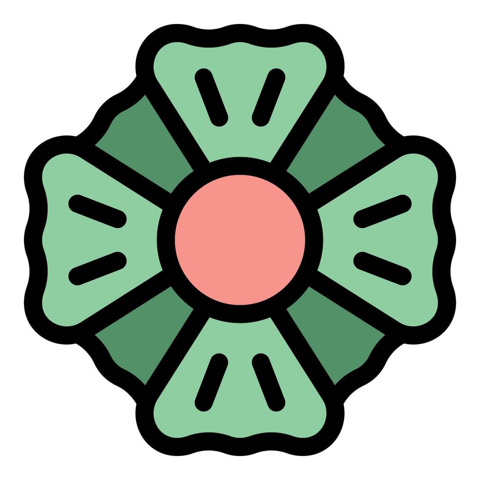 Green flower with four petals and pink center blooming beautifully vector