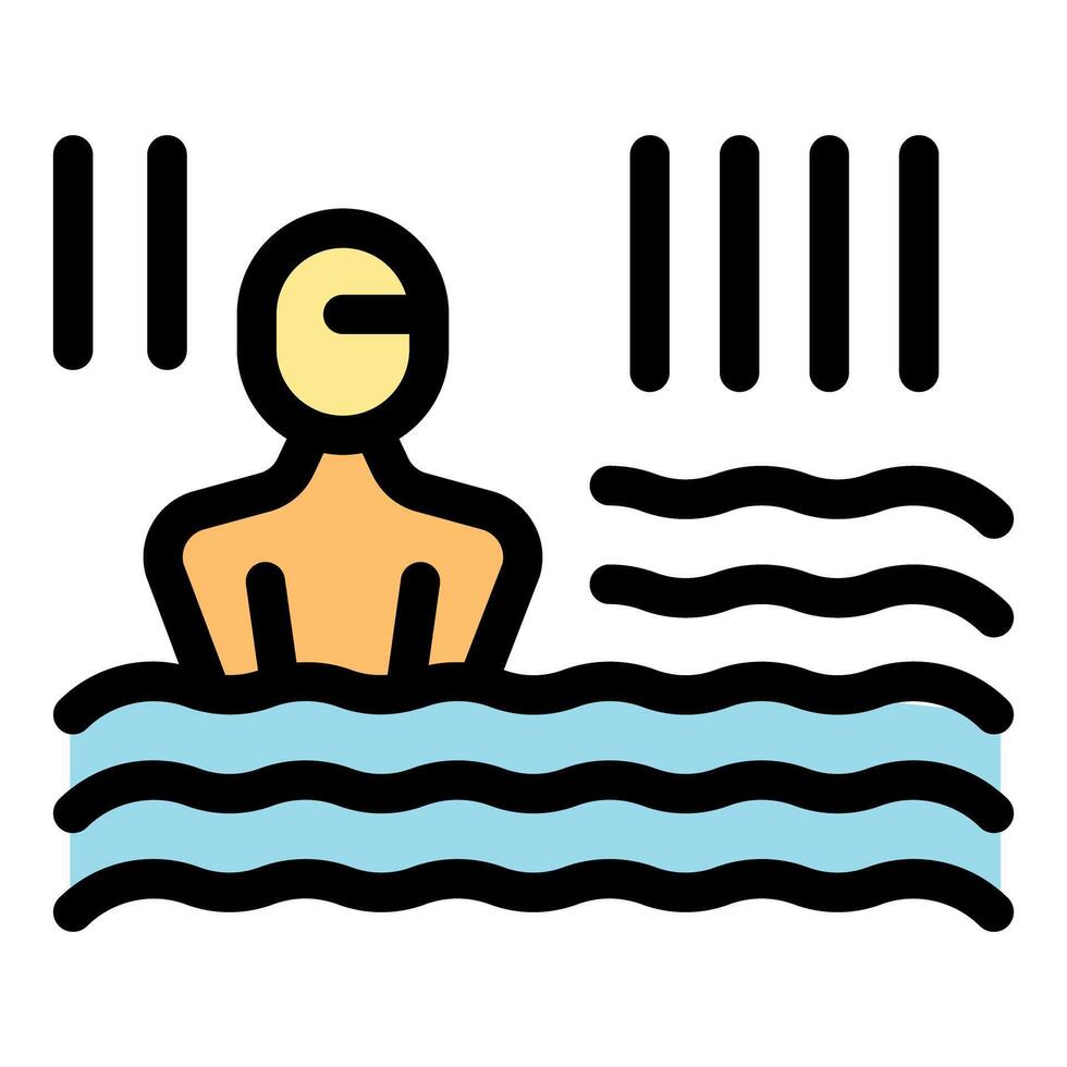Swimmer relaxing in thermal bath with hydromassage jets vector